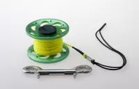 Reel 15m Alu grün / Flachschnur gelb