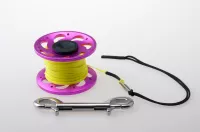 Reel 15m Alu pink / Flachschnur gelb