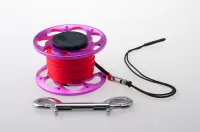 Reel 30m Alu pink / Flachschnur rot